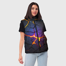 Женский жилет Неоновые трещины - лава, цвет: 3D-черный — фото 2