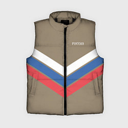 Женский жилет Триколор - три полосы на песочном, цвет: 3D-черный