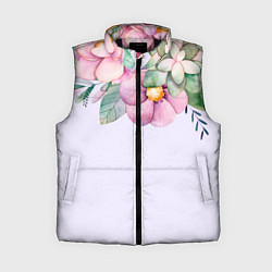 Женский жилет Пастельные цветы акварелью - наверху, цвет: 3D-черный