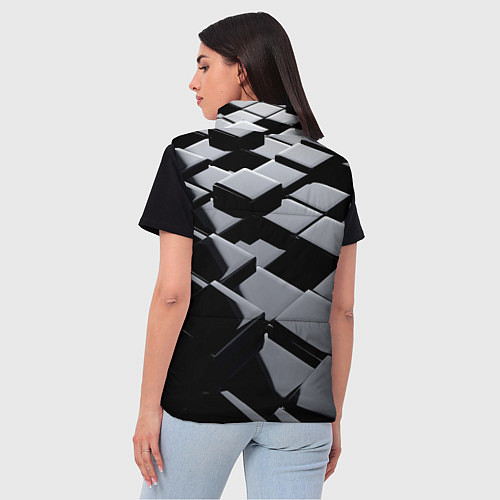 Женский жилет Карбоновые грани черные / 3D-Светло-серый – фото 4