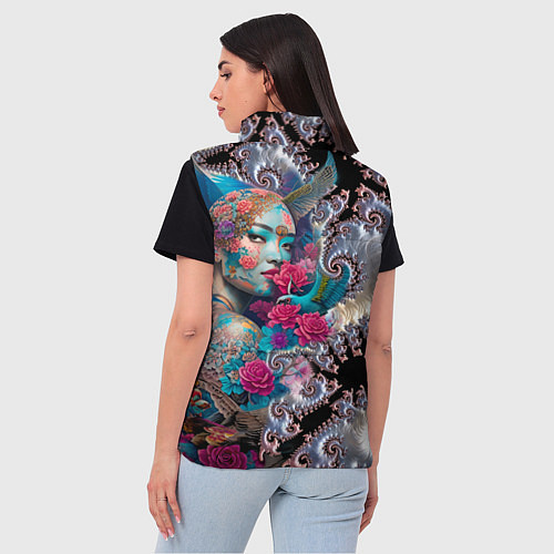 Женский жилет Japanese beauty - irezumi / 3D-Светло-серый – фото 4
