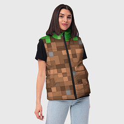 Женский жилет Блоки майнкрафта, цвет: 3D-черный — фото 2