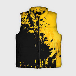 Женский жилет Пятна черной краски на желтом фоне, цвет: 3D-черный
