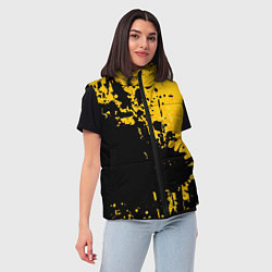 Женский жилет Пятна черной краски на желтом фоне, цвет: 3D-черный — фото 2