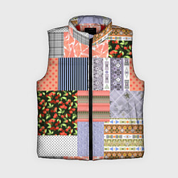 Женский жилет Пэчворк из разноцветных лоскутов в оранжевых и сер