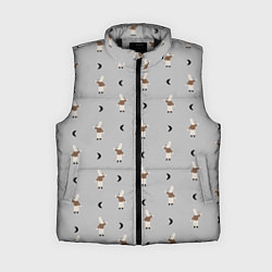 Женский жилет Зайка и луна - паттерн серый, цвет: 3D-черный