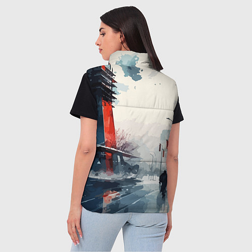 Женский жилет Наш город - коллекция Бело-сине-красный - Хуф и Ся / 3D-Светло-серый – фото 4