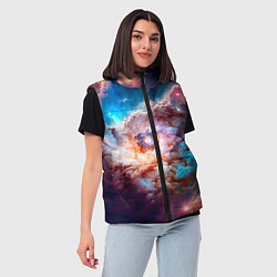 Женский жилет Небула в космосе в голубо-розовых тонах - нейронна, цвет: 3D-светло-серый — фото 2