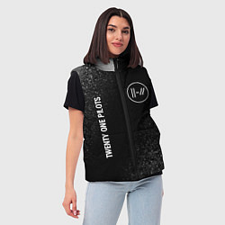 Женский жилет Twenty One Pilots glitch на темном фоне: надпись,, цвет: 3D-черный — фото 2