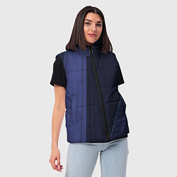 Женский жилет Синие и тёмные полосы, цвет: 3D-красный — фото 2