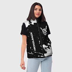 Женский жилет Nickelback и рок символ на темном фоне, цвет: 3D-черный — фото 2