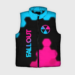Женский жилет Fallout - neon gradient: надпись, символ, цвет: 3D-черный