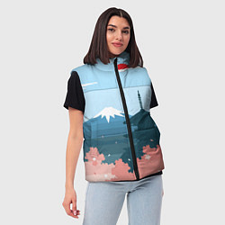 Женский жилет Вид на Фудзияму - Япония, цвет: 3D-светло-серый — фото 2
