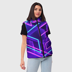 Женский жилет Светящиеся разноцветные полосы, цвет: 3D-черный — фото 2