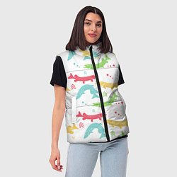 Женский жилет Красочные щучки, цвет: 3D-черный — фото 2