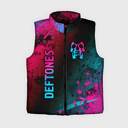 Женский жилет Deftones - neon gradient: надпись, символ, цвет: 3D-черный