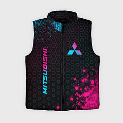 Женский жилет Mitsubishi - neon gradient: надпись, символ, цвет: 3D-черный