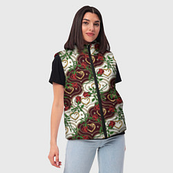 Женский жилет Романтика - сердечки и розы, цвет: 3D-светло-серый — фото 2