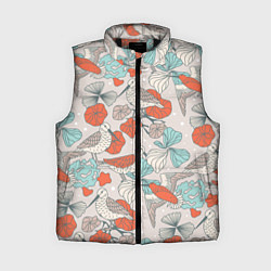 Женский жилет Птички и маки, цвет: 3D-черный