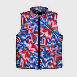 Женский жилет Красно-синие абстрактные полосы, цвет: 3D-красный