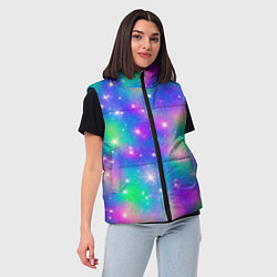 Женский жилет Яркий космос розово-синий с вкраплениями зеленого, цвет: 3D-черный — фото 2