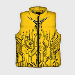 Женский жилет Киберпанк Yellow-Black, цвет: 3D-светло-серый