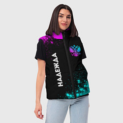 Женский жилет Надежда и неоновый герб России: надпись, символ, цвет: 3D-черный — фото 2