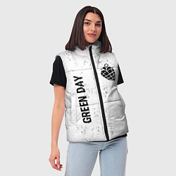Женский жилет Green Day glitch на светлом фоне: надпись, символ, цвет: 3D-черный — фото 2