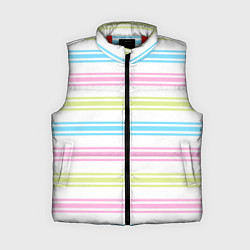 Женский жилет Розовые и бирюзовые полосы на белом