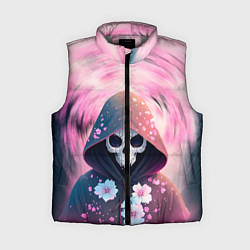 Женский жилет Скелет в худи с цветами, цвет: 3D-светло-серый