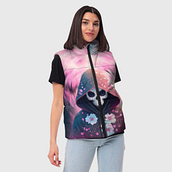 Женский жилет Скелет в худи с цветами, цвет: 3D-светло-серый — фото 2