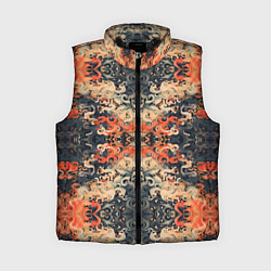 Женский жилет Оранжевые японские мотивы, цвет: 3D-черный