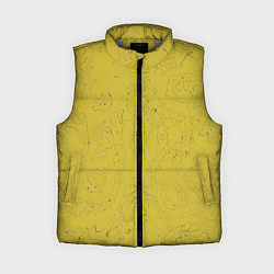 Женский жилет Рябь - зеленовато-желтый и фиолетовый - узор Хуф и, цвет: 3D-светло-серый