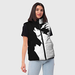 Женский жилет Волчий вой в горах, цвет: 3D-черный — фото 2