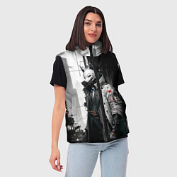 Женский жилет Охотник в маске кицунэ, цвет: 3D-черный — фото 2