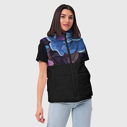 Женский жилет Паттерн из пионов, цвет: 3D-черный — фото 2