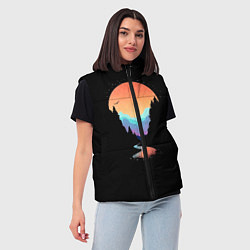 Женский жилет Неоновое солнце SynthWave, цвет: 3D-красный — фото 2