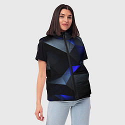 Женский жилет Black blue abstract, цвет: 3D-светло-серый — фото 2