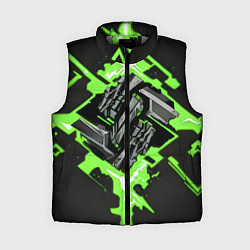 Женский жилет Зелёный рунический камень киберпанк