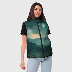Женский жилет Космическая ночь в горах, цвет: 3D-светло-серый — фото 2