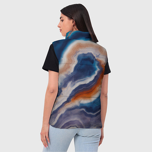 Женский жилет Текстура агата сине-оранжевая / 3D-Светло-серый – фото 4