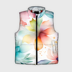 Женский жилет Акварельный цветочный принт, цвет: 3D-красный