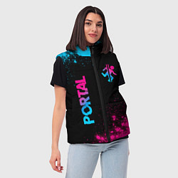 Женский жилет Portal - neon gradient: надпись, символ, цвет: 3D-черный — фото 2