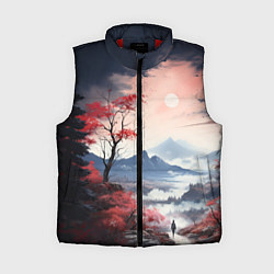 Женский жилет Луна над горами, цвет: 3D-красный