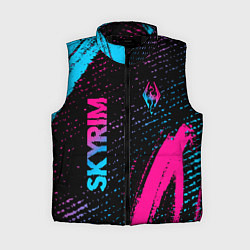 Женский жилет Skyrim - neon gradient: надпись, символ, цвет: 3D-черный