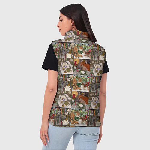 Женский жилет Милые иллюстрации коллаж / 3D-Светло-серый – фото 4
