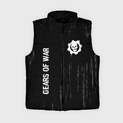 Женский жилет Gears of War glitch на темном фоне: надпись, симво