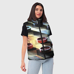 Женский жилет Игра шашки, цвет: 3D-светло-серый — фото 2