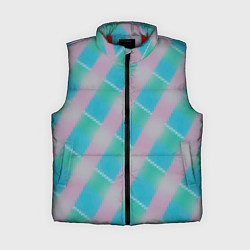 Женский жилет Бирюзовый фон розовые фигуры, цвет: 3D-красный
