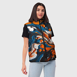 Женский жилет Акриловые краски - оранжевые, цвет: 3D-светло-серый — фото 2